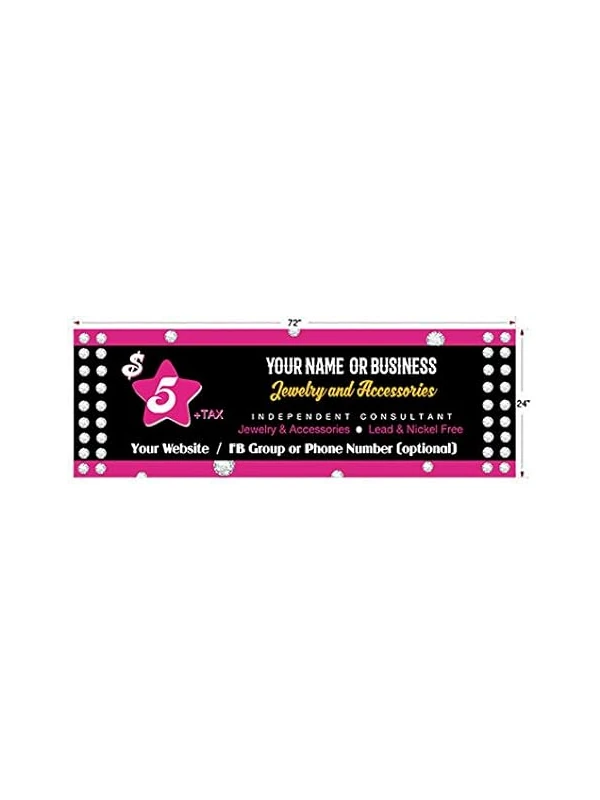 Custom Jewelry and Accessories Fabric Banner Wrinkle Free Sign